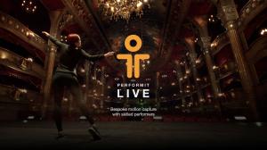 A digital performer acting in a digital world remotely, the world is a old theatre and the performer wears a black hoodie and black leggings