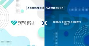 A picture that shows the collaboration between Global Digital Reserve Currency and the Blockchain App Factory