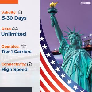 Enjoy seamless connectivity while traveling to USA with AirHub USA eSim Plans