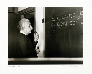This rare silver print photo of Albert Einstein from his famous photo shoot at Princeton with photographer Roman Vishniac is available for sale through Manhattan Rare Books.