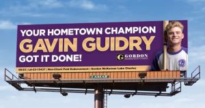 Gordon McKernan Celebrates Gavin Guidry’s National Championship Win with Hometown Billboards