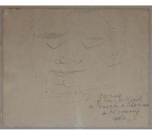 Pencil portrait by Willem de Kooning (1904-1997), signed and inscribed, ‘Portrait of Dear DeHirsh to Annick du Charme. De Kooning 1963’, 14 inches by 16 inches (est. $20,000-$40,000).