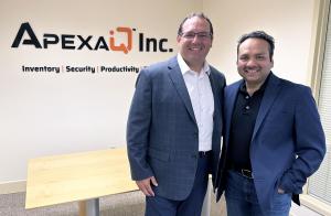 Bryan Champagne and Lokesh Aggarwal at the Apexa iQ headquarters in Massachusetts.