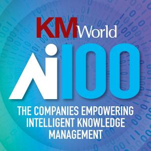 KMWorld logo for 2023 AI100