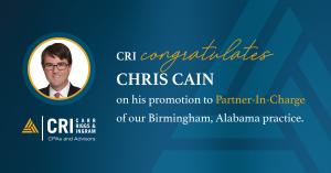 A photo of Chris Cain, the new partner-in-charge of CRI's Birmingham office location.
