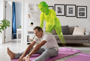 Man receiving physio treatment via an avatar to illustrate AI tech in DocHQ Physio