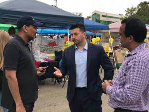 Rich Castaldo speaking with residents in Middlesex County.