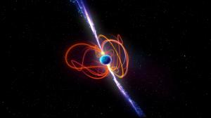 Round bright image showing what could be a magnetar omitting bursts of energy every 22 minutes.