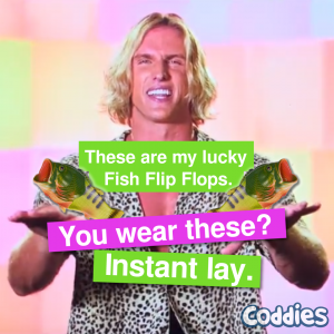 Coddies Fish Flip Flops on Too Hot to Handle