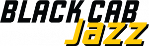 Black Cab Jazz logo featuring the words "Black Cab" in black above the word "Jazz" in yellow with a black shadow, slightly off center.