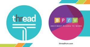 Thread HCM logo and Atlanta Business Chronicle's Best Places to Work 2023 badge