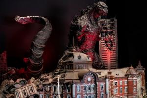 Diorama of Godzilla destroying Tokyo