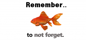 Logo image showing a goldfish surrounded by the words "Remember to not Forget"