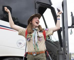 Eagle Scout Skye Kramer is First Off the Bus at Boy Scouts of America 2023 National Jamboree