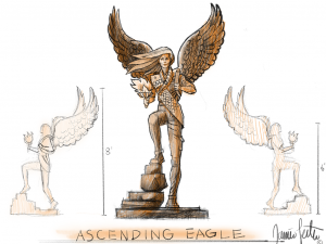 Original concept sketch for the Ascending Eagle sculpture.