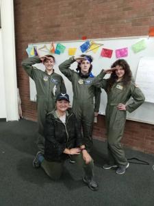 teens wearing Captain's Mama's Air Force flight suits