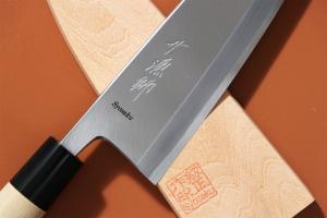 Engraved knife with Kanji characters by Syosaku-Japan