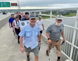 Mayors meet mid-bridge over the Cooper River in SC7 destination event