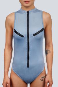 Zippered One Piece Swimsuit