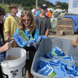 Scouting’s Flood Bucket service project at the National Jamboree prepared more than 5,000 buckets, the largest number ever assembled in a single effort, according to the program’s organizers.