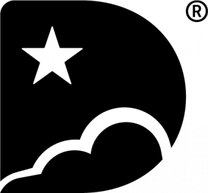 The shortened  Incredible Dream logo in black, showing a decorative 'D' shape with a star carved out of the top half symbolizing 'incredible' and a cloud at the bottom symbolizing 'dream'.