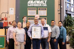 Anawalt Lumber & Hardware receives a recognition certificate