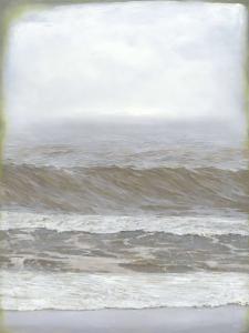 "Swell Season," a painting by Adam Hall depicting waves and a beach.