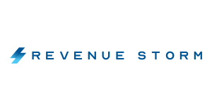 Revenue Storm's new corporate logo featuring a stylized lightning bolt, symbolizing the surge of energy, excitement, and improved sales results that the company co-creates with clients. The design reflects their commitment to being edgy, up-to-date, and d