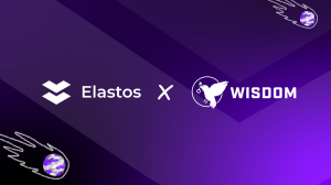 A picture showing the logos of Elastos and Wisdom Gaming