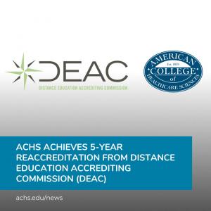 Image with press release title and ACHS and DEAC logos