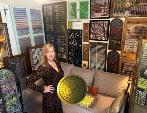 Mixed-Media Artist Rosemary Chase displays her Shutters with a View.