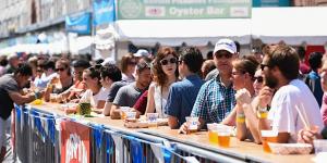 People enjoying seafood