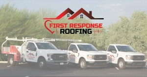 First Response Roofing wrapped trucks