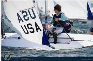 James Pines on his sailboat competing offshore in the international competition in Greece