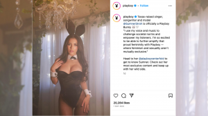 Instagram post by Playboy announcing Sumner Stroh as their newest Bunny, symbolizing a partnership of empowerment and authenticity.