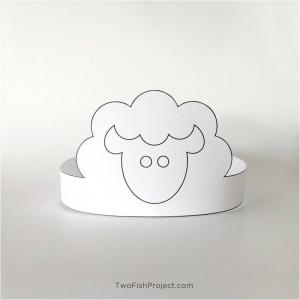 Outlined Coloring Version: Sheep Costume Headband Printable