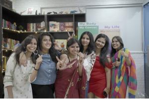 Members of the Girl Power Talk team celebrating Pride at their India offices.