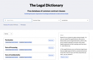 The Legal Dictionary from Robin AI enables everyone to access a free library of common contract clauses.