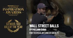 Genius 100 Foundation and NY Festivals Advertising Awards select “Wall Street Balls” for Gold  2023 Genius Idea Award