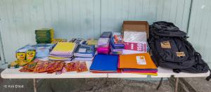 A display of school supplies for a kindergarten class in St. Lucia
