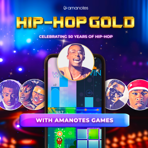 Amanotes HIP-HOP GOLD campaign banner with many of legendary artists