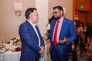 TOTALTEC CEO Lars Mangal shares a light moment with Guyana President Dr. Irfan Ali at a recent Guyana event