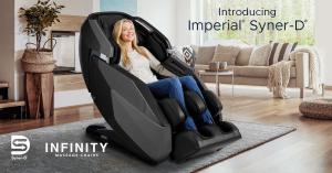 Lifestyle image of woman sitting in an Imperial Syner-D Massage Chair