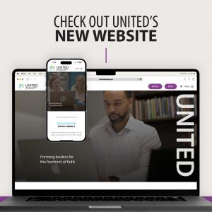 A graphic highlights United's new website in desktop and mobile layouts.