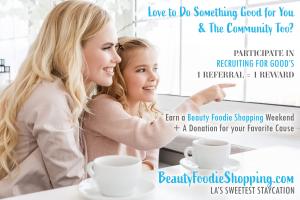 Participate in Recruiting for Good's 1 referral 1 reward to help fund Girls Design Tomorrow and earn LA's sweetest staycation in la #1referral1reward www.BeautyFoodieShopping.com