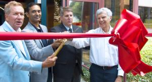 Ribbon Cutting Ceremony (From left to right)-	Former Governor of Ohio, John Richard Kasich Jr.,	CEO of ISSQUARED  Bala Ramaiah,  Mayor of Chardon  Christopher Grau, Ret. Admiral Bill Owens, US Navy, Former Vice-Chairman of the Joint Chiefs of Staff