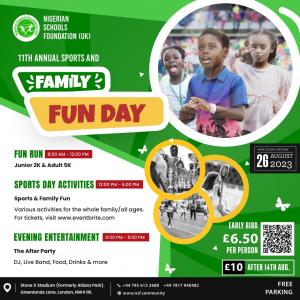 Nigerian Schools Foundation (UK) 11th Year Sports and Family Fun Day returns on Saturday 26 August 2023