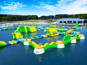 Wibit aqua park in floating in a natural lagoon