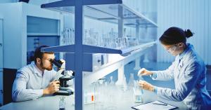 Laboratory with technicians who are working using their lab instruments