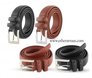 Leather belt accessories stylized for a cool look showing 2 angles